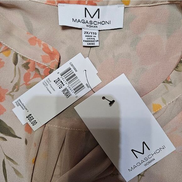 #360 MAGASCHONI- Floral Print Flutter Sleeve Blouse- Size:2X - Picture 3 of 6
